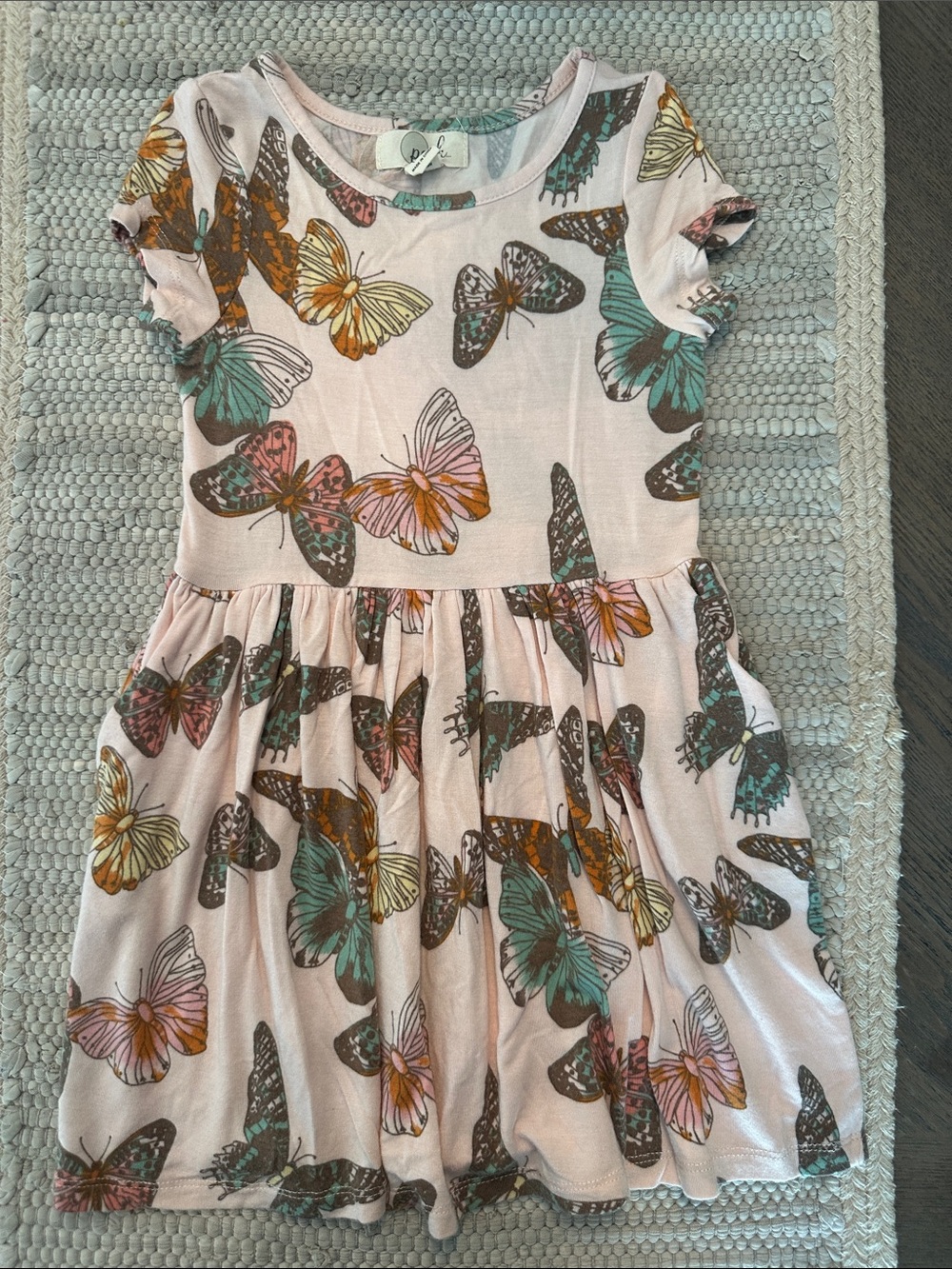 Nordstrom Peek Pink Dress with Multicolor Butterfly Print size 2T